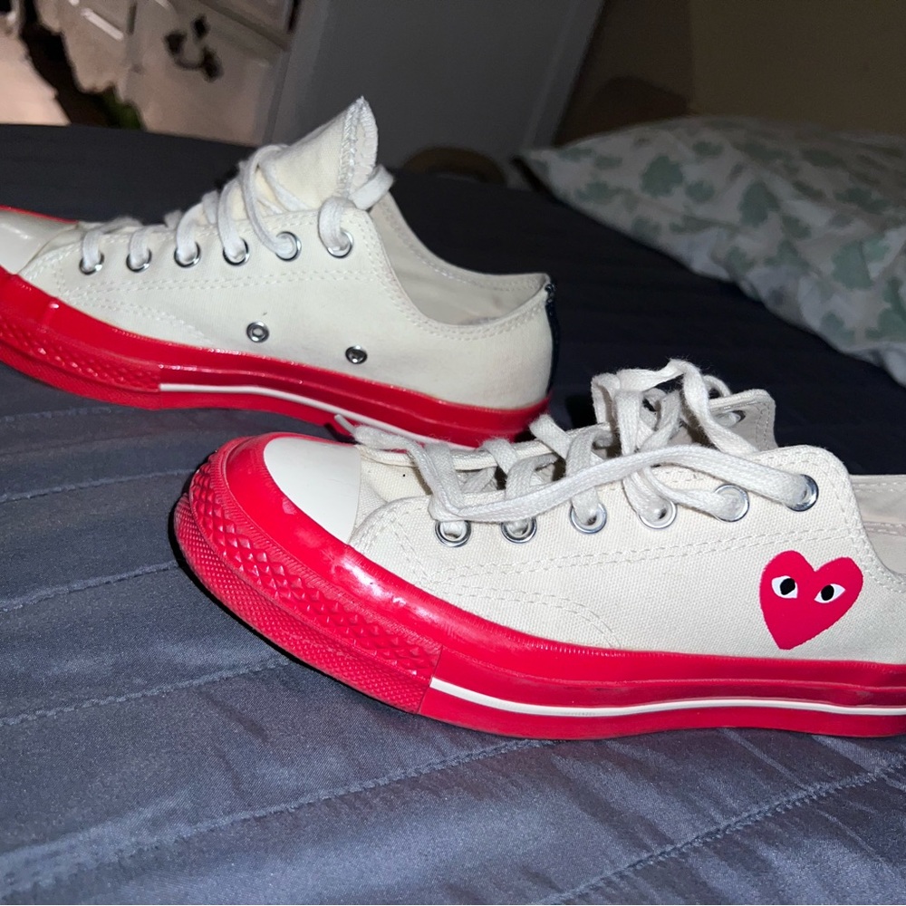 Kids Cream and Red Sneakers